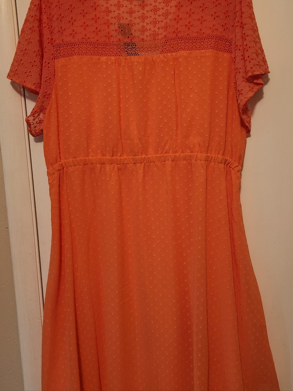 Torrid Dot Lace V‑Neck Peach Eyelet Flutter Blouse/Dress NWT - Picture 6 of 6